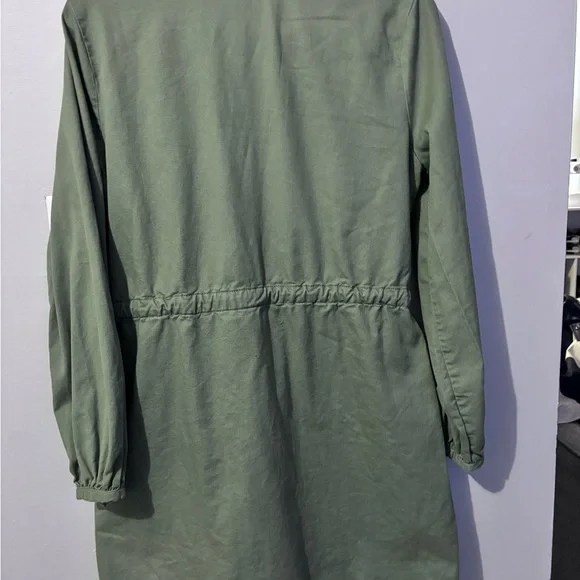 LOFT Olive Green Utility Shirt Dress with Tie Waist - Picture 4 of 5